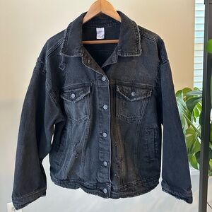 No Boundaries Distressed Black Jean Jacket